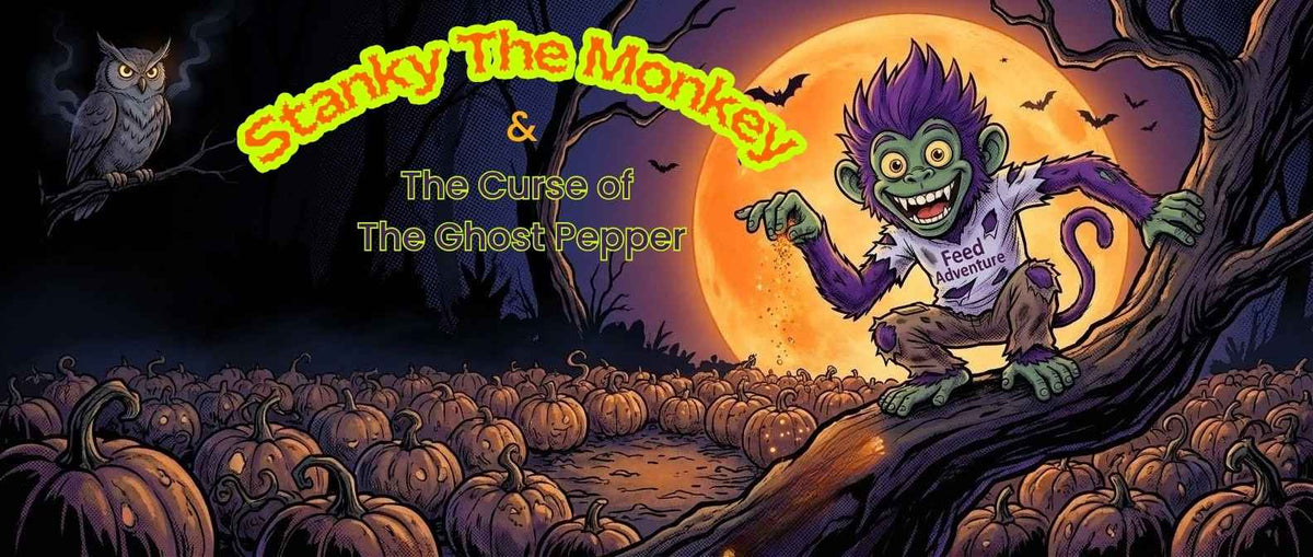 Stanky the Monkey as the Creature of the Night under the Hunter's Moon, comic book cover for Stanky the Monkey and the Curse of the Ghost Pepper