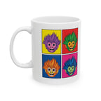 Retro Pop Art Skull Mug – Colorful Psychedelic Skull Coffee Cup (11oz/15oz)