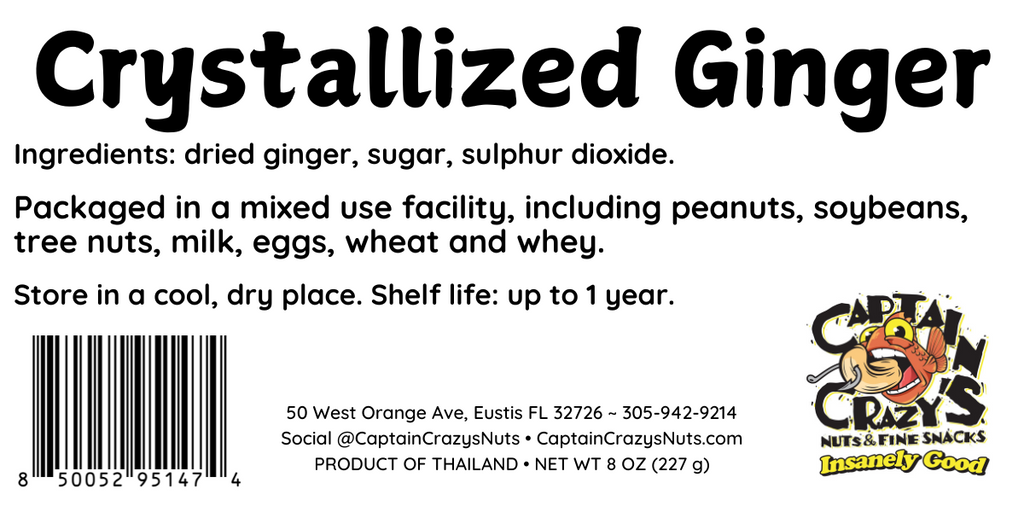 CRYSTALLIZED GINGER SLICES, Candied, Delicious Dried Fruit Snack