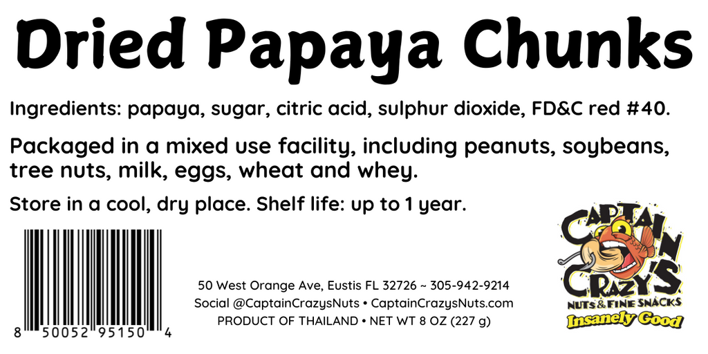 DRIED PAPAYA CHUNKS, Mouthwatering, Sweet and Delicious Dried Fruit Snack