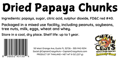 DRIED PAPAYA CHUNKS, Mouthwatering, Sweet and Delicious Dried Fruit Snack