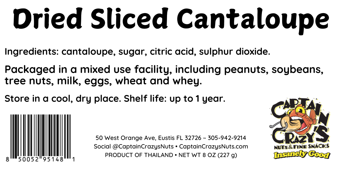 DRIED CANTALOUPE SLICES, Vibrant, Sweet and Delicious Dried Fruit Snack