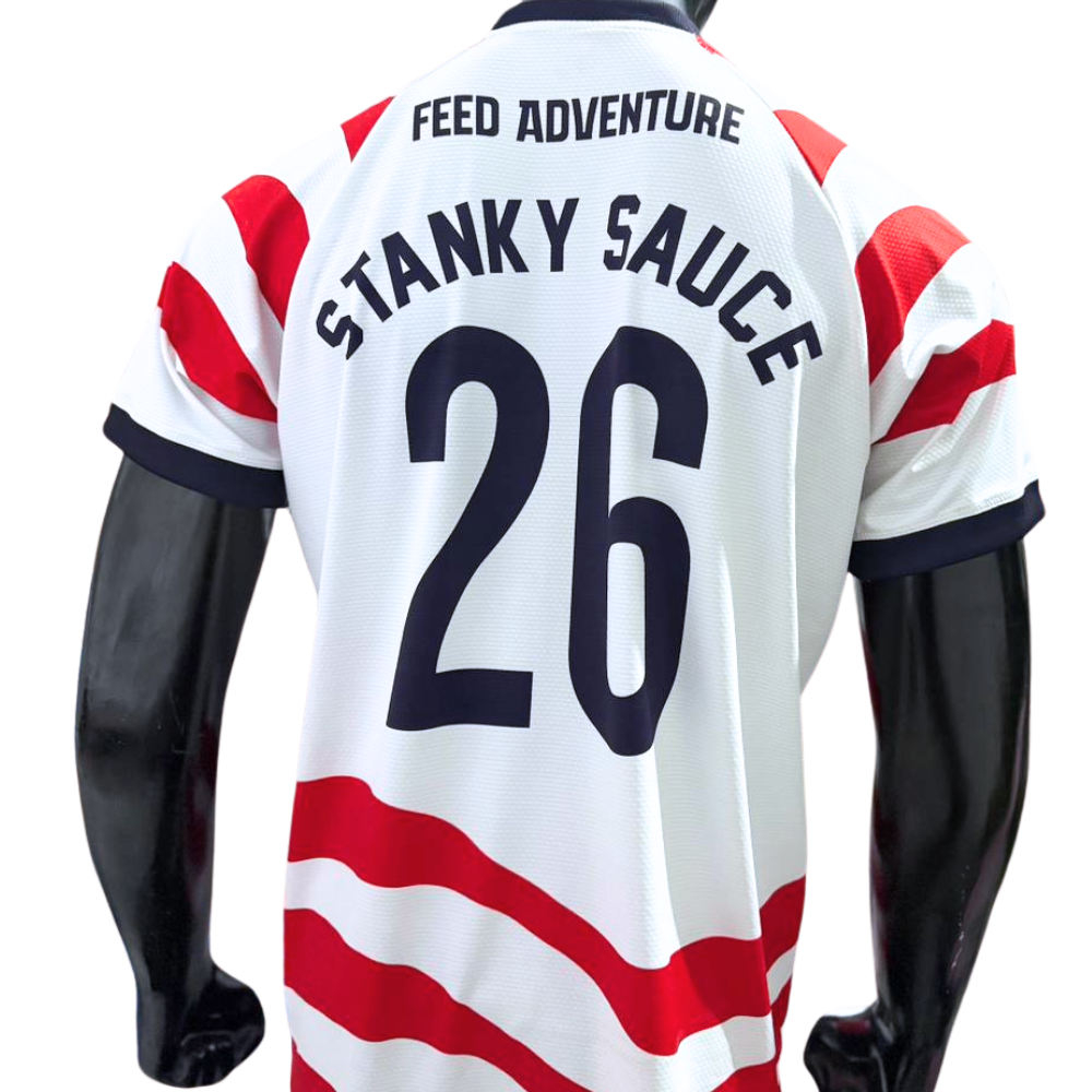 Stanky Sauce USA-Inspired Soccer Jersey – Red, White & Blue 2026 Limited Edition