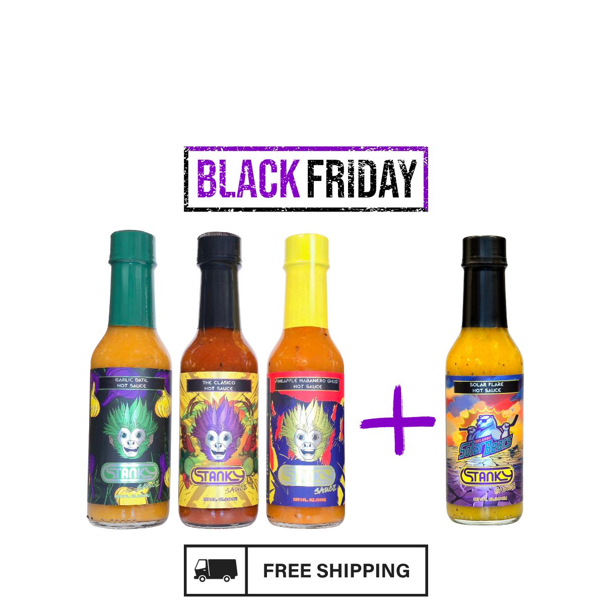 BLACK FRIDAY Stanky Sauce Solar Flare Hot Sauce Adventure 4-Pack (Free Shipping)