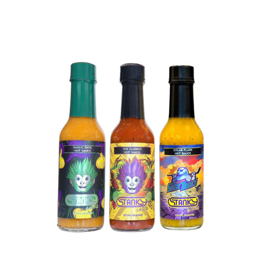 Stanky Sauce Solar Flare Hot Sauce 3-Pack – The Ultimate Gameday Stanky Sauce Hot Sauce Bundle
