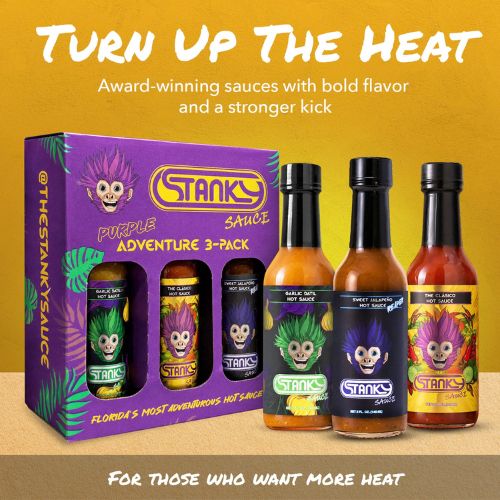 Stanky Sauce Hot & Spicy Hot Sauce Gift Set – 3-Pack Cooking & Grilling Set with Carolina Reaper