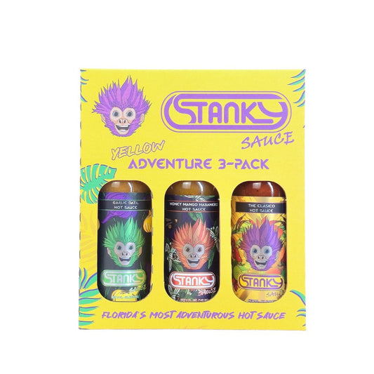 Stanky Sauce Yellow Adventure 3-Pack – Best Gourmet Hot Sauce Gift Set for Cooking, Hot Wings & Homemade Recipes